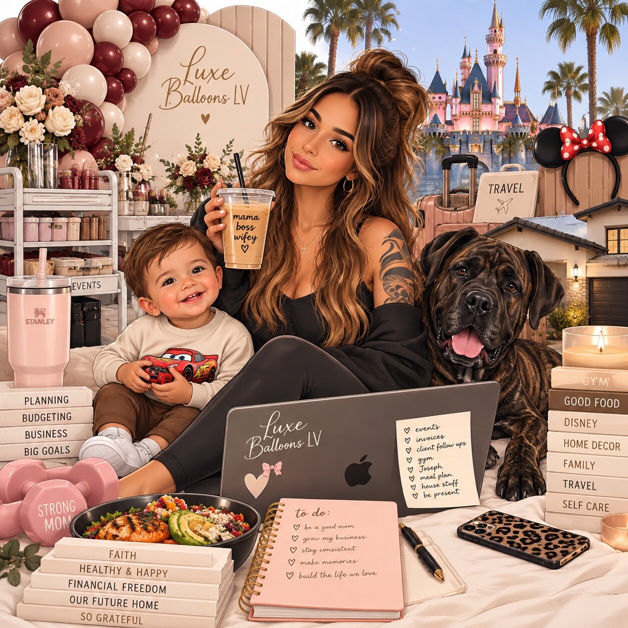 A playful portrait representing the mama-owned story behind Luxe Balloons LV